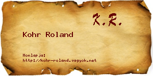Kohr Roland névjegykártya