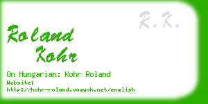 roland kohr business card